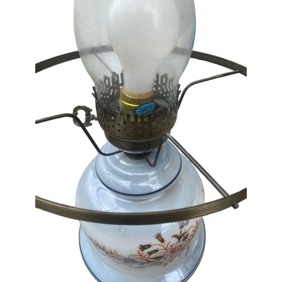 VTG Mid Century Casting Electric hurricane lamp Gone With the Wind 3 way floral - Picture 9 of 13